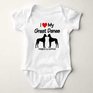 I Love My Two Great Dane Dogs Baby Bodysuit