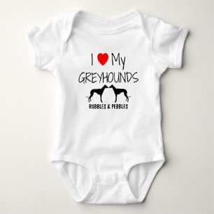 I Love My Two Greyhounds Baby Bodysuit
