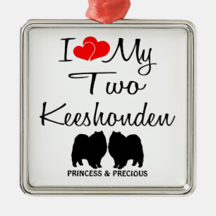 I Love My Two Keeshonden Ornament