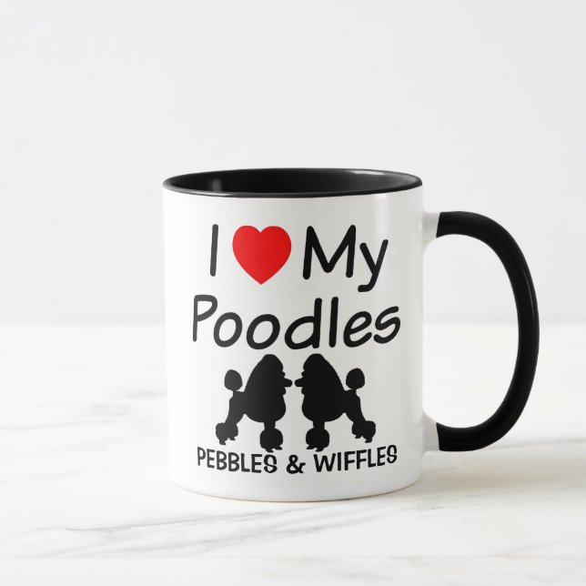 I Love My TWO Poodle Dogs Mug (Right)