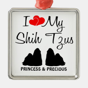 I Love My Two Shih Tzus Metal Tree Decoration