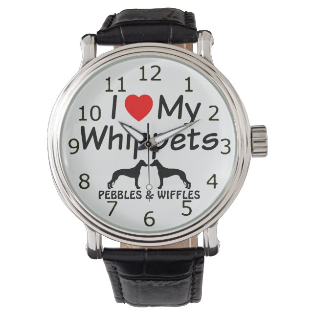 I Love My TWO Whippet Dogs Watch (Front)