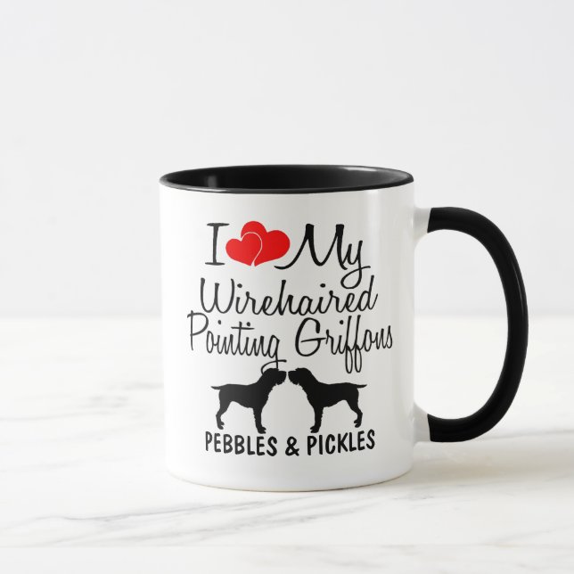 I Love My Two Wirehaired Pointing Griffons Mug (Right)