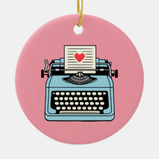 I Love my typewriter Ceramic Tree Decoration