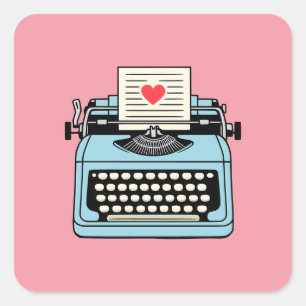 I Love my typewriter Square Sticker