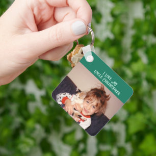 I love my Uncle add name photos green grey Key Ring
