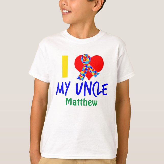 I Love My Uncle Autism Awareness Nephew T-Shirt (Front)