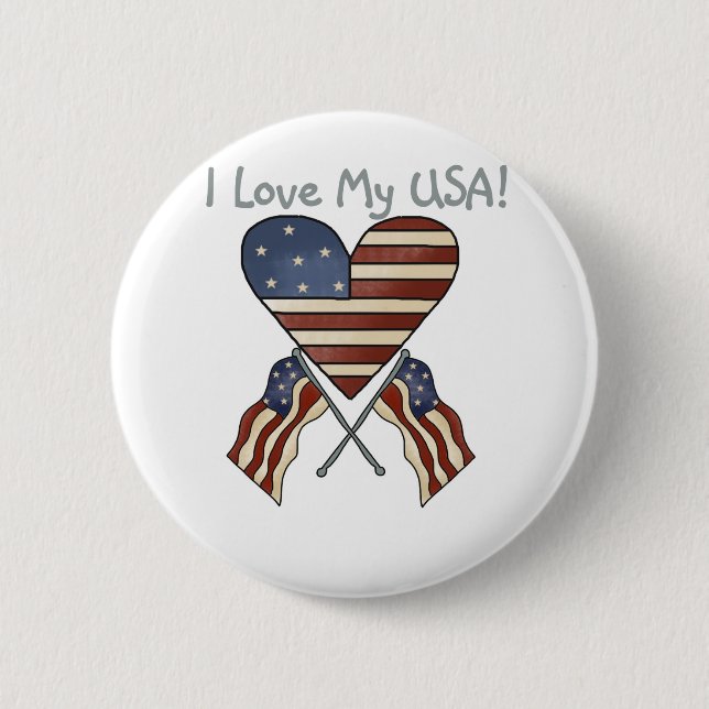 I Love My Usa 6 Cm Round Badge (Front)