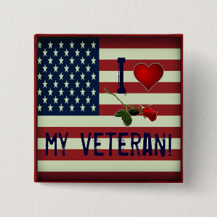 I Love My Veteran Button