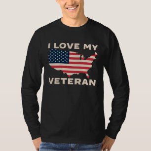 I Love My Veteran USA Flag American Memorial Day   T-Shirt