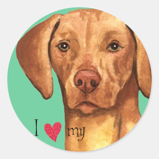 I Love my Vizsla Classic Round Sticker (Front)