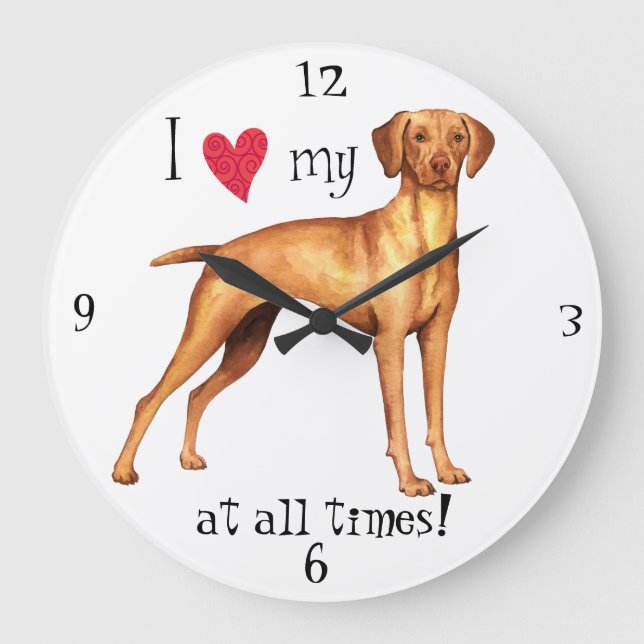 I Love my Vizsla Large Clock (Front)