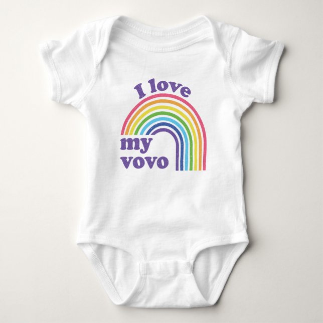 I Love My Vovo - Cute Rainbow  Baby Bodysuit (Front)