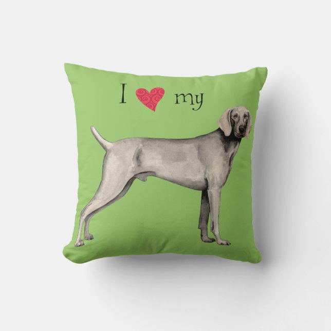 I Love my Weimaraner Cushion (Front)