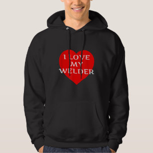 I Love My Welder Girlfriend Wife Fiancee Mum Red H Hoodie