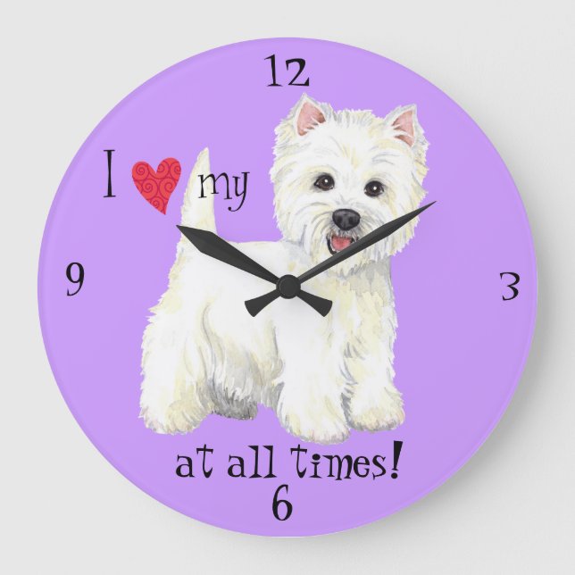 I Love my Westie Large Clock (Front)