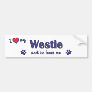 I Love My Westie (Male Dog) Bumper Sticker