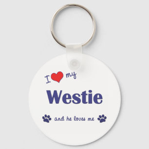 I Love My Westie (Male Dog) Key Ring