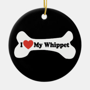 I Love My Whippet - Dog Bone Ceramic Tree Decoration