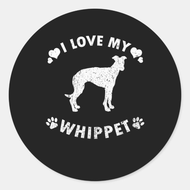 I Love My Whippet Dog Gift Idea Classic Round Sticker (Front)