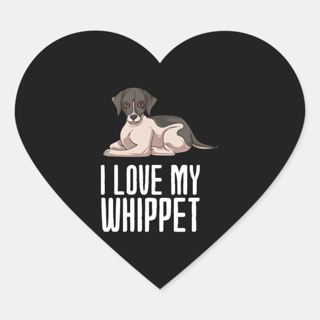 I Love My Whippet Heart Sticker (Front)