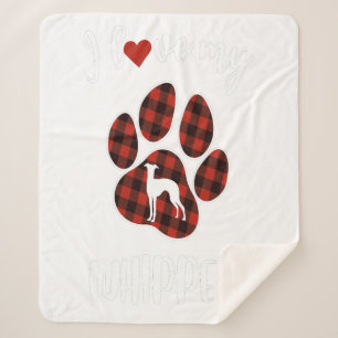 I Love My Whippet Valentine Dog Lover Sherpa Blanket