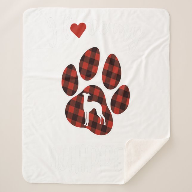 I Love My Whippet Valentine Dog Lover Sherpa Blanket (Front)
