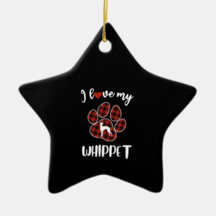 I Love My Whippet Valentine Dog Lover T-Shirt Ceramic Tree Decoration