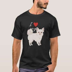 I Love My White Longhaired Chihuahua Dog T-Shirt