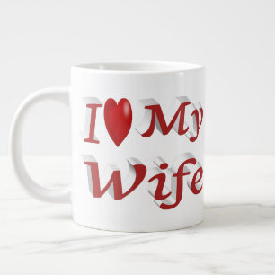 I Love My Wife cute red text Large Coffee Mug