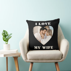 I Love My Wife Heart Custom Personalised Photo  Cushion
