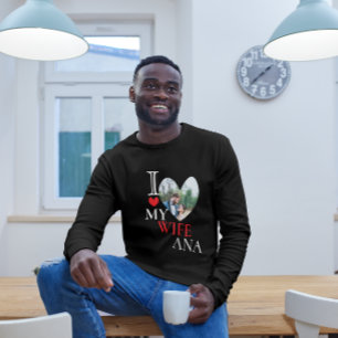 I Love My Wife Heart Custom Personalised Photo  T-Shirt
