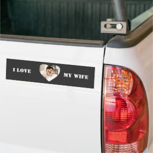 I Love My Wife Heart Custom Personalized Photo Bumper Sticker