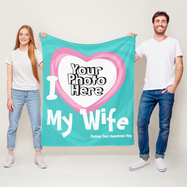 I love my wife married anniversary couple photo fleece blanket (In Situ)