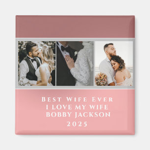 I Love My Wife Personalised 3 Photos Magnet
