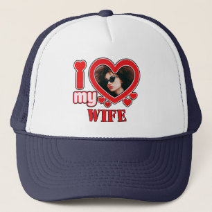 I Love My Wife Personalised Photo and Text Trucker Hat