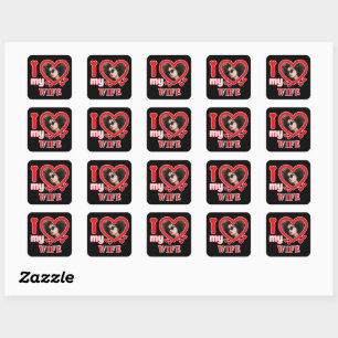 I Love My Wife Personalised Square Sticker