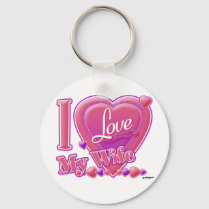 I Love My Wife pink/purple - heart Key Ring