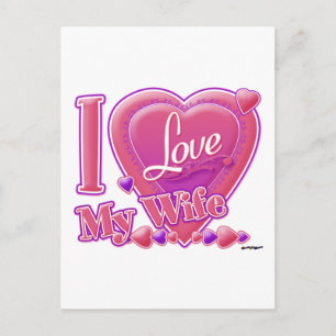 I Love My Wife pink/purple - heart Postcard