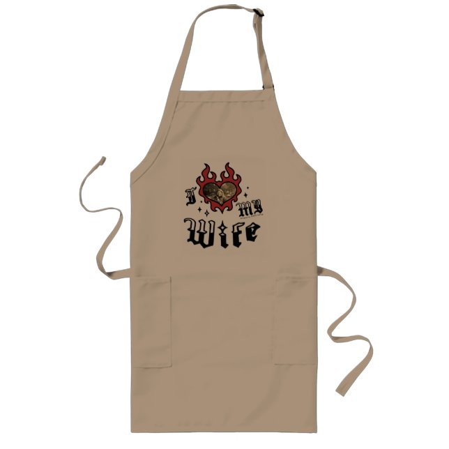 I Love My Wife - Red - DingusDesign  Long Apron (Front)