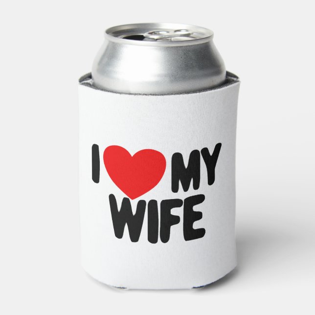 I Love My Wife Red Heart Husband I Love My Wife Can Cooler (Can Front)