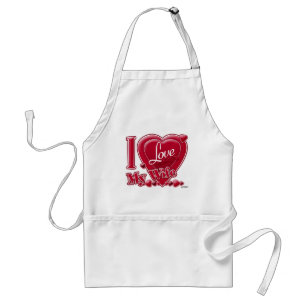 I Love My Wife red - heart Standard Apron