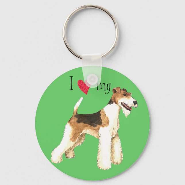 I Love my Wire Fox Terrier Key Ring (Front)