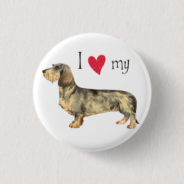 I Love my Wirehaired Dachshund 3 Cm Round Badge (Front)