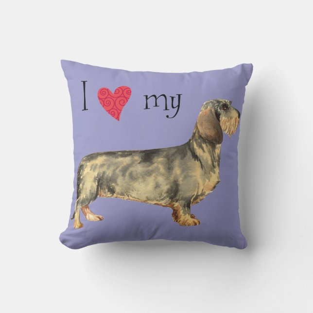 I Love my Wirehaired Dachshund Cushion (Front)
