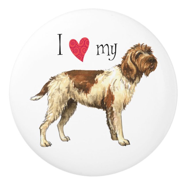 I Love my Wirehaired Pointing Griffon Ceramic Knob (Front)