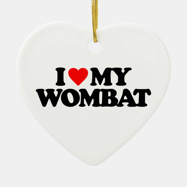 I LOVE MY WOMBAT CERAMIC TREE DECORATION (Front)