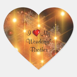 I Love My Wonderful Brother Heart Sticker