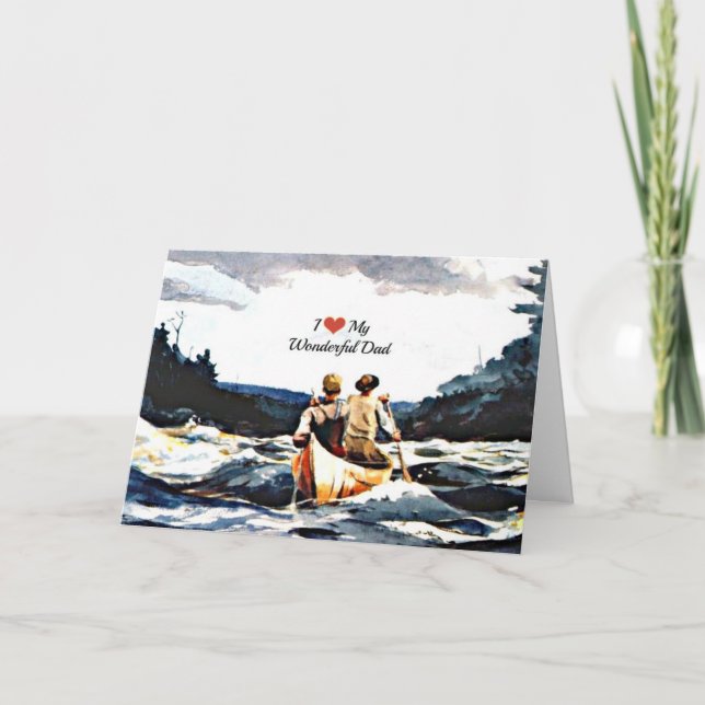I Love My Wonderful Dad, Canoe in the Rapids Card (Front)