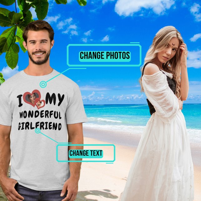 I Love My Wonderful Girlfriend Double Heart T-Shirt (Please enjoy our tee.)